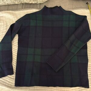 Tahari funnel neck Blackwatch Plaid sweater
